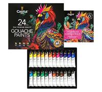 Castle Art Supplies Lot de 24 tubes à gouache | Formule améliorée | 24 x 12 ml Couleurs brillantes, opaques et à base d'eau | Polyvalent, facile à utiliser pour les artistes adultes, les débutants