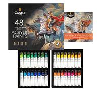 Castle Art Supplies Lot de 48 peintures acryliques de 22 ml | Formule améliorée | Ensemble tout compris pour les artistes débutants et adultes | Couleurs intenses de qualité supérieure | Utilisation