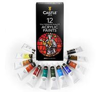 Castle Art Supplies Set de 12 Tubes de Peinture Acrylique de 12 ml | Économique, Débutants, Artistes | Couleurs Intenses | Application Homogène sur Diverses Surfaces | Boîte de Présentation Soignée