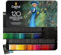 Castle Art Supplies Set de 120 Crayons Aquarellables | Pigments Intenses | Dessinez et Peignez à la Fois | Pour Artistes Adultes et Professionnels | Protégés dans une Boîte de Présentation
