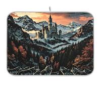 Castle Forest Tapis de séchage absorbant pour comptoir de cuisine, motif loup, 40,6 x 45,7 cm, tapis égouttoir à vaisselle en bois à motif floral de ferme