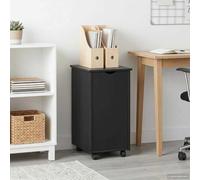 Casvera Armoire à roulettes avec roues, noir, 34 x 39 x 65,5 cm, en pin massif, pour le rangement, l'organisation et le rangement dans le bureau, le couloir, la cave ou le garage, verrouillable, avec