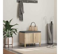 Casvera Banc de couloir avec coussin et espace de rangement, chêne Sonoma 60 x 38 x 46 cm, banc avec coussin antidérapant, coffre de rangement pour couloir, vestiaire, entrée, salon, chambre à coucher
