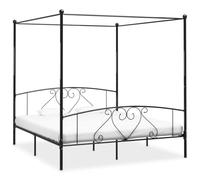 Casvera Cadre de lit à baldaquin en métal noir avec sommier à lattes, 180 x 200 cm, cadre de lit robuste pour chambre à coucher, chambre d'amis, chambre d'adolescent, design moderne, confortable et