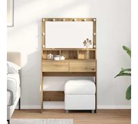 Casvera Coiffeuse d'angle blanche en MDF avec console miroir 18 pièces, espace de rangement généreux, étagère ouverte, armoire et étagère, table de maquillage compacte pour chambre à coucher, salle de