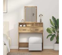 Casvera Coiffeuse d'angle blanche en MDF avec console miroir de 15 pièces, espace de rangement généreux, étagère ouverte, armoire et étagère, table de maquillage compacte pour chambre à coucher, salle
