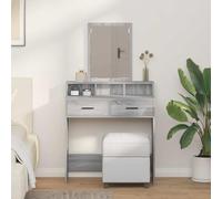 Casvera Coiffeuse en bois massif de mangue, 112 x 45 x 76 cm, avec miroir, 2 tiroirs, 16 compartiments, table cosmétique faite à la main, console miroir élégante, idéale pour la chambre à coucher et