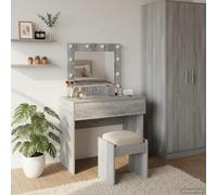 Casvera Coiffeuse grise en bois avec 1 tiroir - 83 x 40 x 70 cm - Table cosmétique moderne avec console miroir et étagère pour chambre à coucher