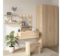 Casvera Coiffeuse miroir avec tabouret, table de maquillage en verre MDF, table de maquillage avec tiroirs pour chambre à coucher et couloir, coiffeuse élégante avec console miroir, surface de