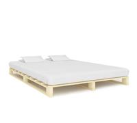 Casvera Lit en palettes en bois de pin massif 200 x 200 cm Cadre de lit robuste, stable et confortable pour chambre à coucher, chambre d'adolescent, avec sommier à lattes, design ergonomique et