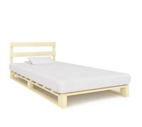 Casvera Lit en palettes en bois de pin massif 90 × 200 cm, cadre de lit avec sommier à lattes robuste et tête de lit, lit simple peu encombrant pour chambre à coucher, chambre d'adolescent ou chambre