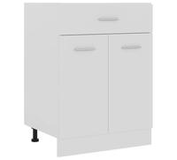 Casvera Lyon Armoire basse en bois blanc 60 x 46 x 81,5 cm avec tiroir, étagère et porte pour cuisine, espace de rangement, organisation, buffet de cuisine, système de rangement