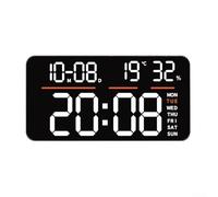 Caswynlife Horloge murale numérique LED avec grand écran, double alarme, moniteur de température et d'humidité, compte à rebours pour chambre à coucher, bureau, salle de sport, horloge calendrier