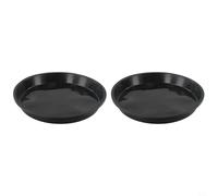 Caswynlife Lot de 2 soucoupes rondes pour intérieur et extérieur, plateaux d'égouttement en plastique PP épais pour protéger les sols, plaques de base pour pot de fleurs noir pour décoration de jardin