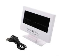 Caswynlife Station météo numérique LED avec commande vocale, grand écran couleur pour l'heure, la température, l'humidité, l'alarme calendrier, thermomètre et hygromètre d'intérieur (blanc)