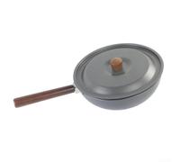 Caswynlife Wok de camping léger avec H amovible en bois de hêtre ≤ batterie de cuisine en aluminium anodisé dur, avec couvercle et spatule, pour randonnée, pique-nique, barbecue, cuisine
