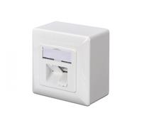 CAT 5e wall outlet, shielded, 2x RJ45 8P8C, LSA, pure white, surface mount