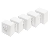 CAT 6 wall outlet, shielded, 2x RJ45 8P8C, LSA, pure white, surface mount, set=5 pcs.