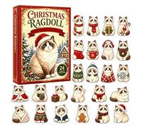 Cat Ädvent Calendar Christmas Animal Ornaments Holiday Countdown Ornaments | Mini Cat Figurine Advent Countdown Calendar 26x18cm, For Kids Girls Tree Branches Mantel Shelf Windowsill