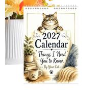 Cat Calendar, Playful Cat Theme 12-Month Planner, 2027 Calendar | Wall Calendar 2027 For Home Office School Classroom Family Dorm Planning Teacher Work Bedroom