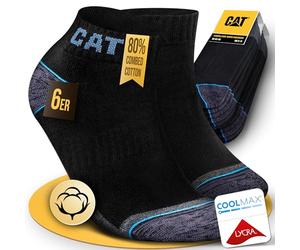 CAT CATERPILLAR POWER & COOL WORK SNEAKERS Lot de 6 paires de chaussettes de travail, baskets, chaussettes de travail, tailles 39-42, 43-46, 47-50