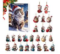 Cat Christmas - 2D Acrylic Ornaments | Pendant | Collectible Pet Lovers Gift, Holiday Countdown Set, for Tree, Fireplace Mantel, Window, Backpack & Car Decor