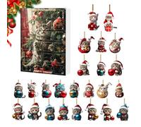 Cat Christmas - 2D Acrylic Ornaments | Pendant | Collectible Pet Lovers Gift, Holiday Countdown Set, for Tree, Fireplace Mantel, Window, Backpack & Car Decor