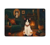 Cat on Chair by the Fireplace Tapis 150 x 100 cm, Doux et Antidérapant | Tapis 150 x 100 cm avec surface douce; convient aux petits espaces; près du lit ou du canapé