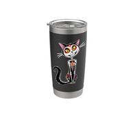 Cat Sugar Skull Dia de Los Muertos, Day of The Dead Gobelet isotherme en acier inoxydable double paroi