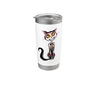 Cat Sugar Skull Dia de Los Muertos, Day of The Dead Gobelet isotherme en acier inoxydable double paroi