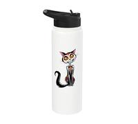 Cat Sugar Skull Dia de Los Muertos, Day of The Dead Stainless Steel Insulated Water Bottle