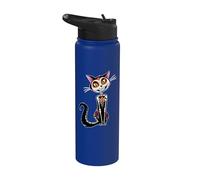 Cat Sugar Skull Dia de Los Muertos, Day of The Dead Stainless Steel Insulated Water Bottle