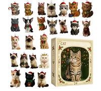 Cat Themed Countdown Calendar 2D dAcrylic 24 Days Mini Cat Ornaments | Realistic Animal Toys Party Props for Adudlts Kids Home Office Entryway Door Wall Mantel Hallway