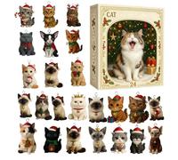 Cat Themed Countdown Calendar 2D dAcrylic 24 Days Mini Cat Ornaments | Realistic Animal Toys Party Props for Adudlts Kids Home Office Entryway Door Wall Mantel Hallway