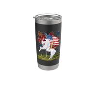 Cat Unicorn 4th Of July Patriotic American Flag Fireworks Gobelet isotherme en acier inoxydable double paroi