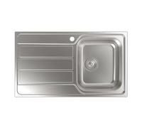 CATA CDP-1 EI - Évier de cuisine, Inox 1 cuve carrée avec égouttoir gauche, 86 x 50 cm, profondeur 18 cm, installation sur meuble 45 cm+, acier inoxydable AISI 304