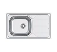 CATA Évier CDS-1 REV/A Cuve carrée égouttoir réversible Installation Meuble 45 cm Profondeur 15 cm Base Fond Absorbante Acier Inoxydable Valve Panier Couleur Inox