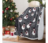 Catalonia classy Couverture polaire Sherpa double face, couverture de Noël extra épaisse et chaude, couverture de canapé confortable pour le canapé-lit, toutes saisons, bonhomme de neige, 150 x 130 cm