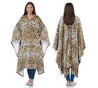 Catalonia Classy Sherpa Couverture Poncho Couverture portable en peluche confortable pour adultes, femmes, hommes, enfants, couverture pour la maison ou l'extérieur, 200 x 140 cm, Guépard