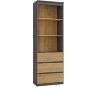 CATANIA - Bibliothèque 3 tiroirs + 2 étagères - 180x60x35 - Meuble de rangement - Etagère livres