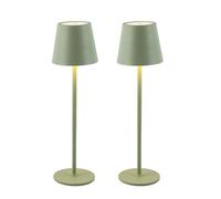 CATAVANA Lot de 2 Lampes de Table LED Sans Fil Rechargeables - Lampe Tactile Variateur USB-C IP44 Intérieur Extérieur Métal Cactus