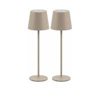 CATAVANA Lot de 2 Lampes de Table LED Sans Fil Rechargeables - Lampe Tactile Variateur USB-C IP44 Intérieur Extérieur Métal Sable