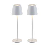 CATAVANA - Lot de 2 Lampes de Table Sans Fil LED - Rechargeables, Tactile avec Variateur - USB-C, Métal, Lumière Chaude - Blanc