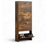 CATAVANA Meuble à Chaussures 24 Paires 4 Abattants - Armoire Étroite 24 cm Gain de Place - Meuble Entrée Bois Rustique 60x24x150 cm