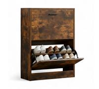 CATAVANA - Meuble de Rangement a Chaussure 12 Paires - Grande Étagère pour Couloir - MDF Style Bois - Design Rustique - 2 abattants - L60x24xH80 cm - Couleur Bois Vintage
