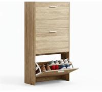 CATAVANA - Meuble de Rangement a Chaussure 18 Paires - Armoire Etagere Grande Capacité - pour Entree, Couloir - MDF Style Bois - L60xP24xH113 cm - Bois Clair - Idéal pour Entrée ou Couloir Autre