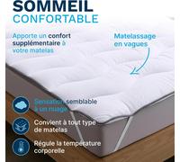 CATAVANA - Surmatelas Nuage 140x190 cm - Microfibre Hypoallergénique - Respirant et Anti-Acariens - Parfait pour Matelas Double, Clic-Clac et Convertible. Couleur unique