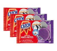 CATCH Anti-Mites Lavande Crochets - Lot de 3 x 2 crochets - TP18