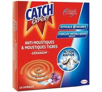 CATCH Spirale extérieure anti-moustiques parfum géranium - Lot de 6 x 10 spirales