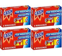 Catch Expert Mouches - Papier Tue-Mouches (4 rouleaux) - Anti-Mouches - Piège à Mouches - Ruban Inodore (Lot de 4)